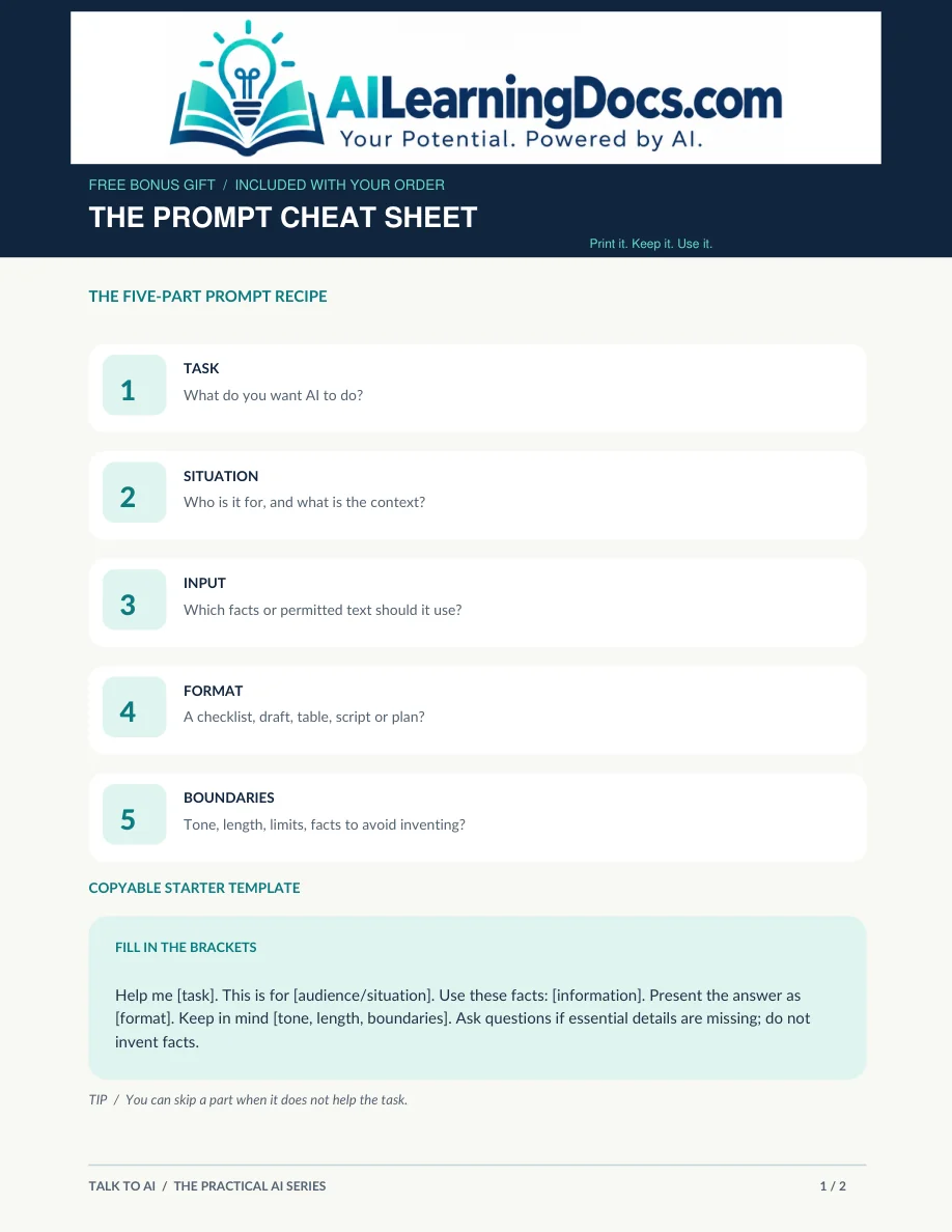 The Prompt Cheat Sheet free bonus cover